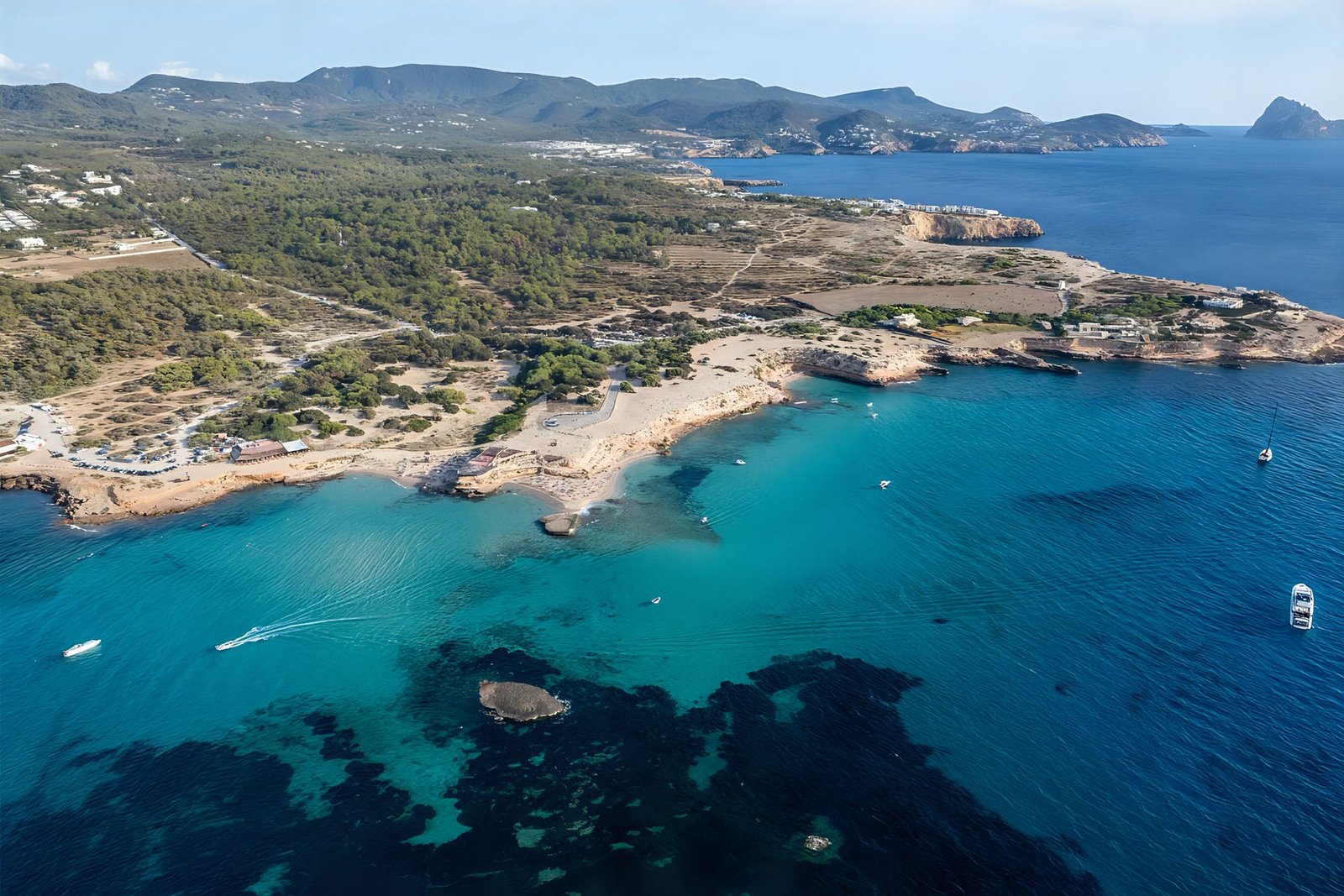 Cala Comte Beach ibiza drone photo